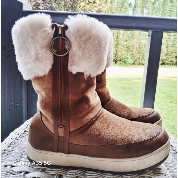 Koolaburra By UGG Womens Brown Suede & Faux Shearling Winter Boots Size 8 Side Z - Picture 4 of 12
